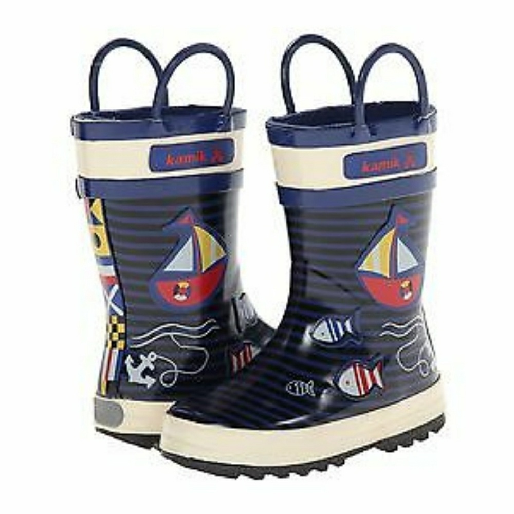 🆕KAMIK "AHOY" BOY'S RAIN BOOTS SIZE 1 NWOB🆕